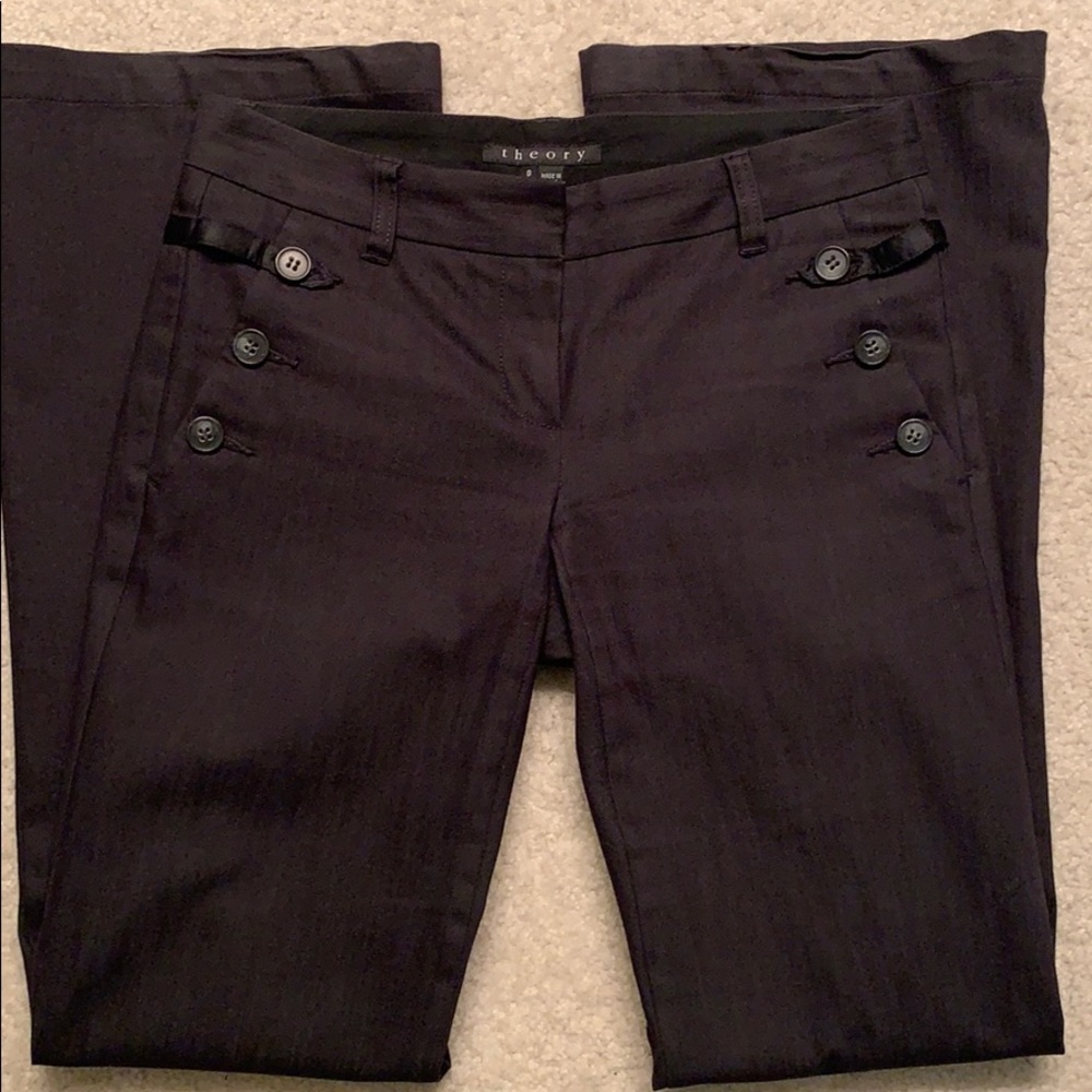 Theory Charcoal Denim-like Flare leg Dress pants 0